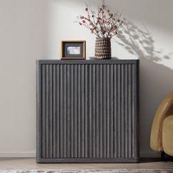 Buffet Cabinet with Storage Sideboard Accent Modern Credenza with Doors & Shelves Fluted 34.6" Tall Media Console Mid Century Coffee Bar Table 