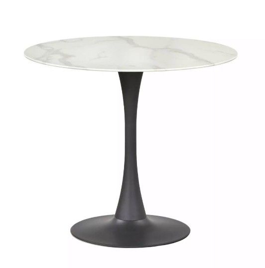 Buylateral Rho Faux Marble Pedestal Round Dining Table White/Black