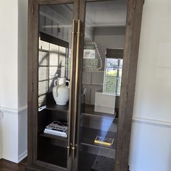Restoration Hardware Glass Display Cabinet / Bookcase - Solid Wood