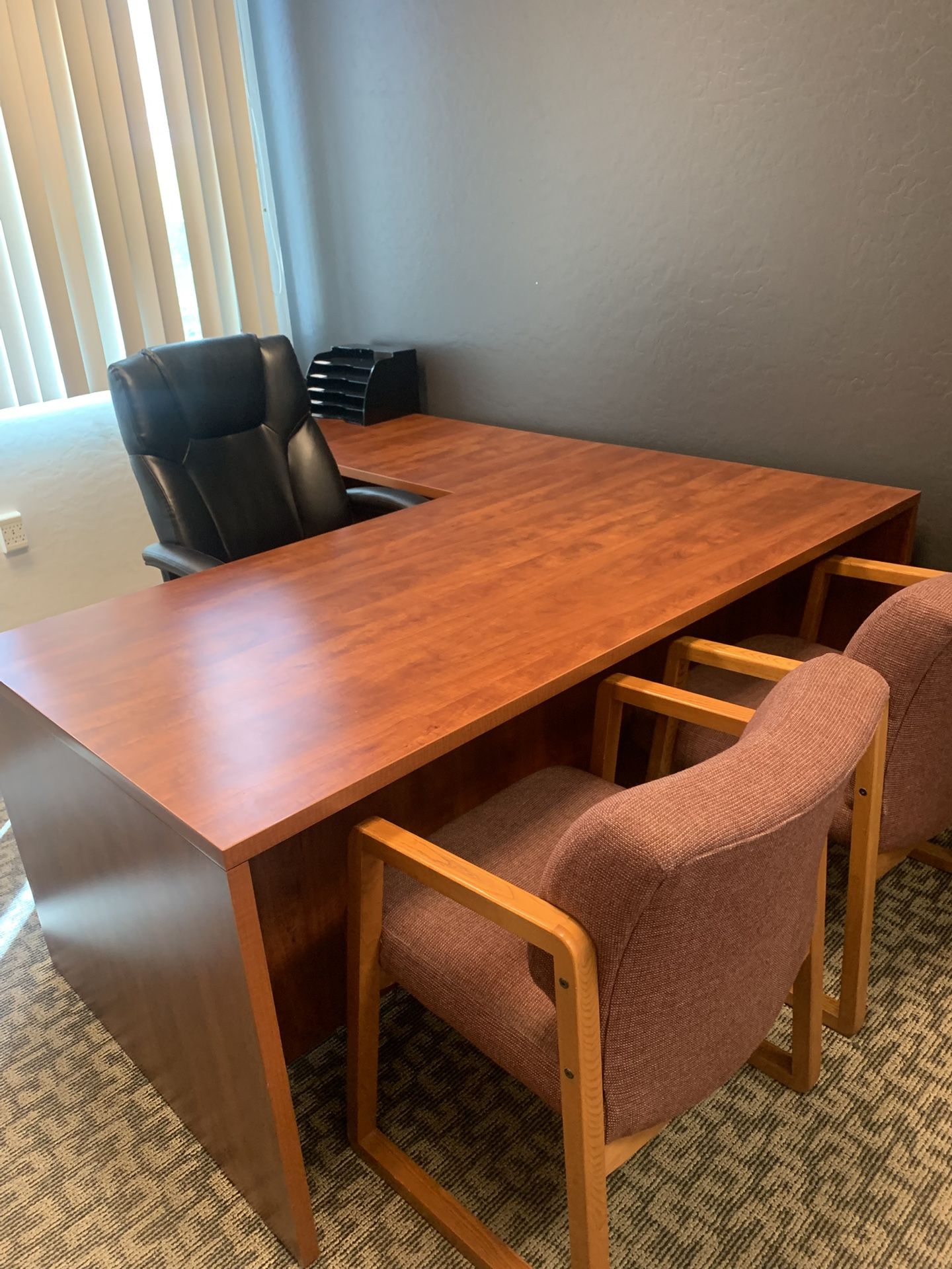desks, office chairs, credenzas, filing cabinets, etc