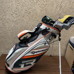 Taylormade Man’s Golf Club Full Set With Bag And HENSLEY Putter 35”all Of Them Great Condition 