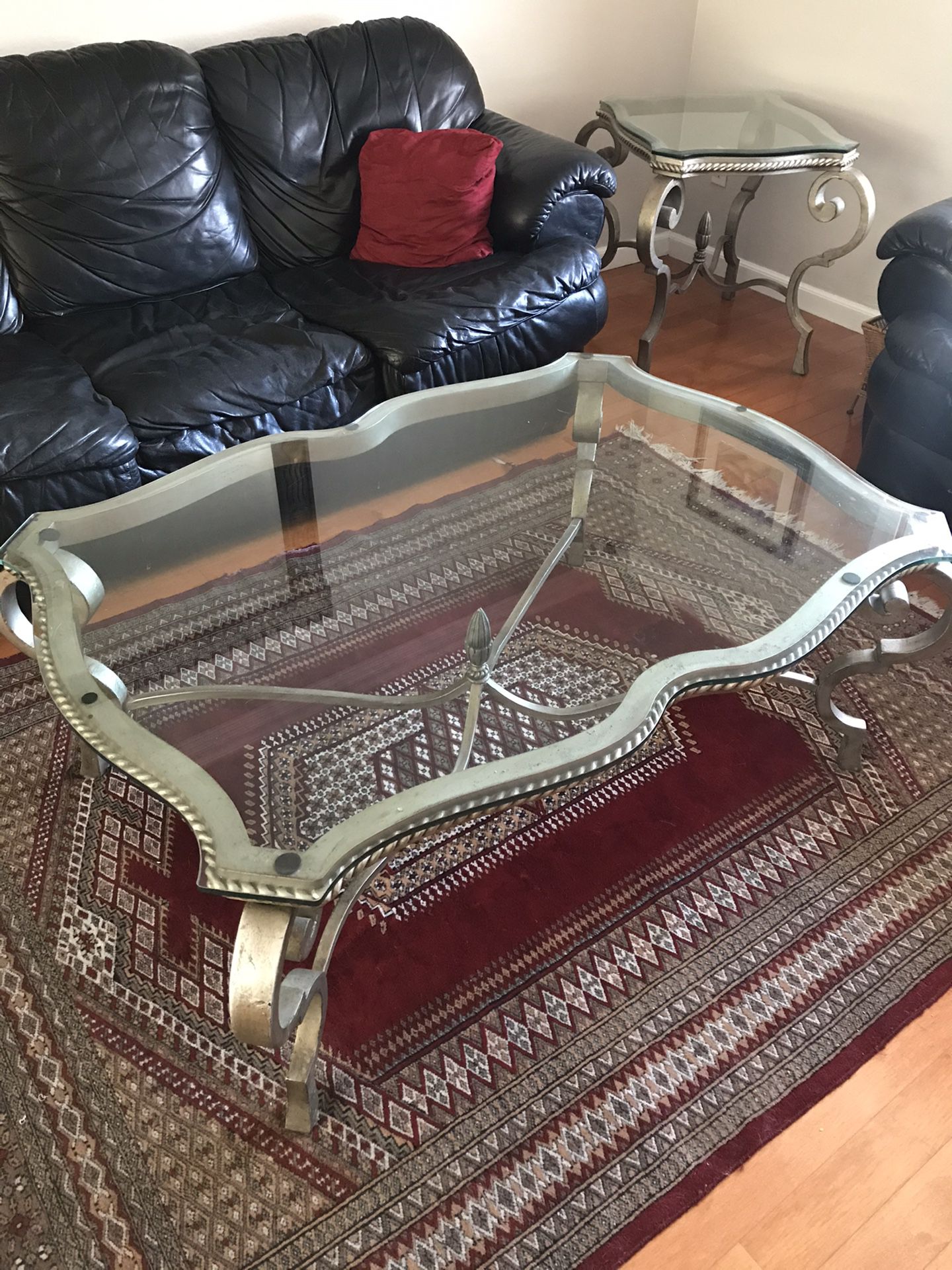 Glass coffee table + matching side table