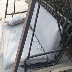 Outsunny 3-Seat Patio Swing Chair, Outdoor Porch Swing Glider with Adjustable Canopy, Removable Cushion, Pillows and Side Trays, for Garden, Poolside,