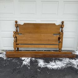 Vintage Solid Maple Wood Full Size Bed Frame