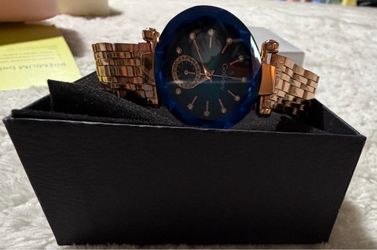 Godroey Rose Gold Blue Dial Watch