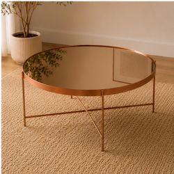 Round Framed Side Table in Rose Gold