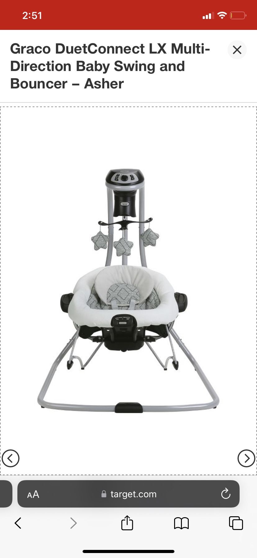 Graco DuetConnect LX Multi Direction Baby Swing and Bouncer – Asher