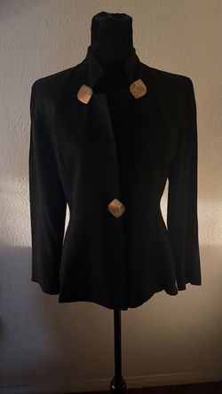 Taurus Vintage Black Blazer Jacket with Gold Shell Buttons