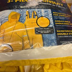 Premium Men's 2X-Large Yellow Waterproof 170T Polyester Rain Suit (3-Piece)