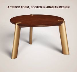 Tribase 47 Inch Round Dining Table, Seats 4 to 6, Three Brushed Gold Tapered Legs, Solid Rubberwood Modern Table for Dining Room & Kitchen, Easy Assem