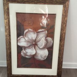 Large 28x40 framed Vivian Flasch floral print.