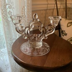 Glass Double Candle Sticks 