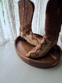 Snakeskin Cowboy Boots with Embroidered Shaft
