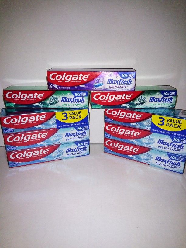Colgate Max Fresh Toothpaste bundle pack including 9 boxes of 6ounce toothpaste