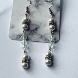 Elegant Pearl Glass Beaded Earrings 