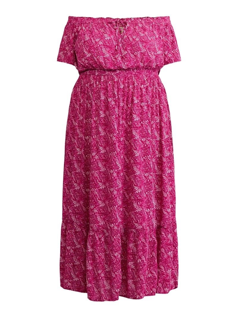 Women's Plus Crinkle Off Shoulder Maxi Dress Cottagecore Prairie NWT 3X