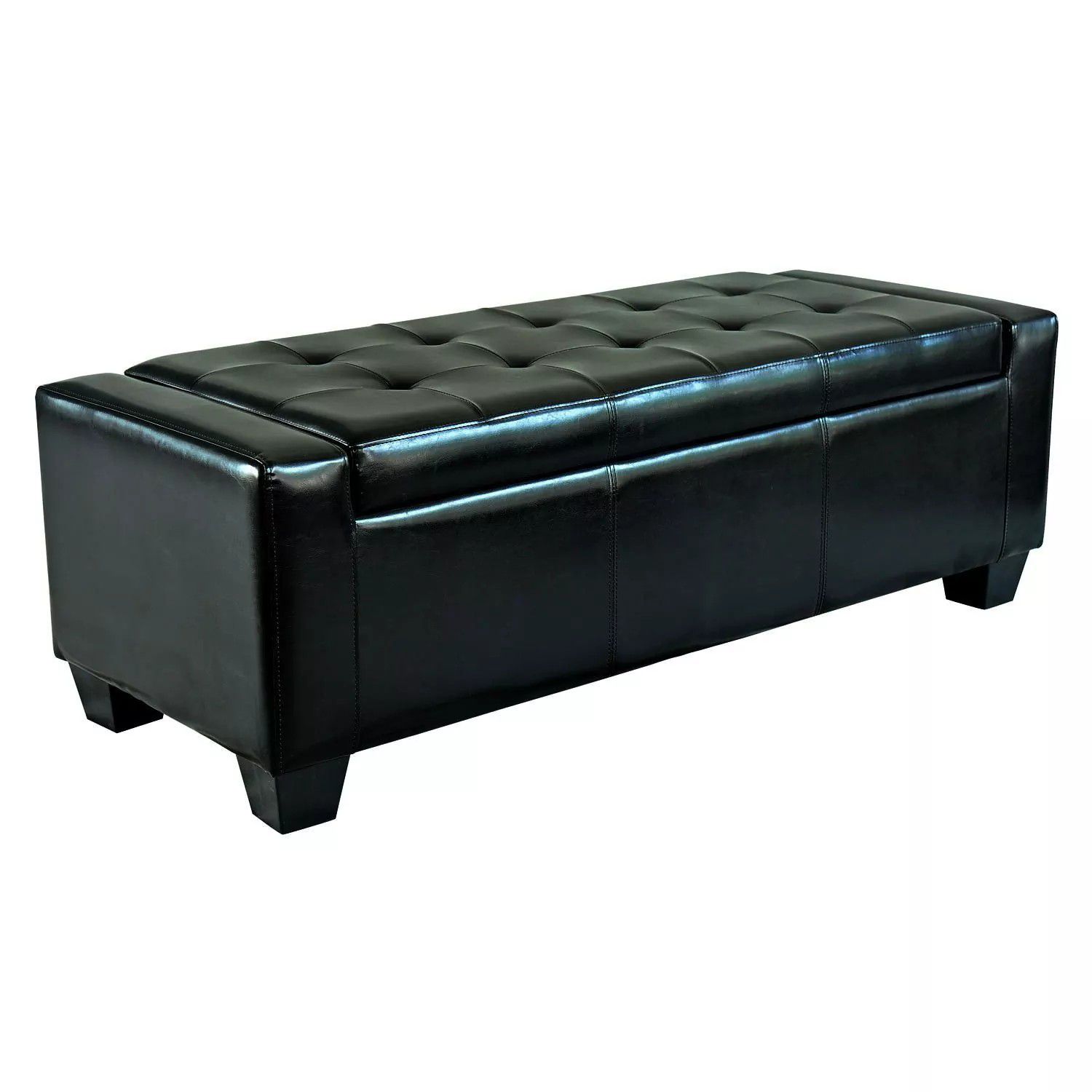 Faux Leather Tufted Storage Ottoman Bench Seat