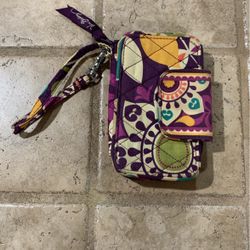 Vera Bradley plum crazy Zip Around Wristlet Wallet Purple Multi 5.5" x 3"