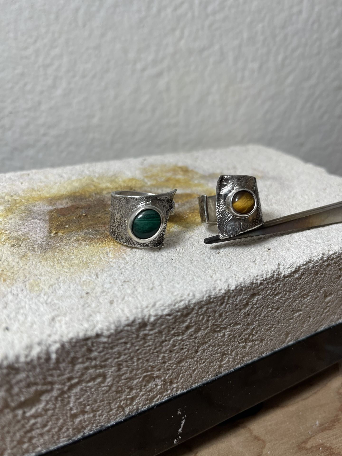 Handmade Organic Silver 92.5 Ring - Malachite Stone High Quality