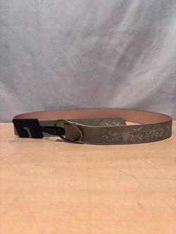 Olive Green Floral Embossed Leather Belt