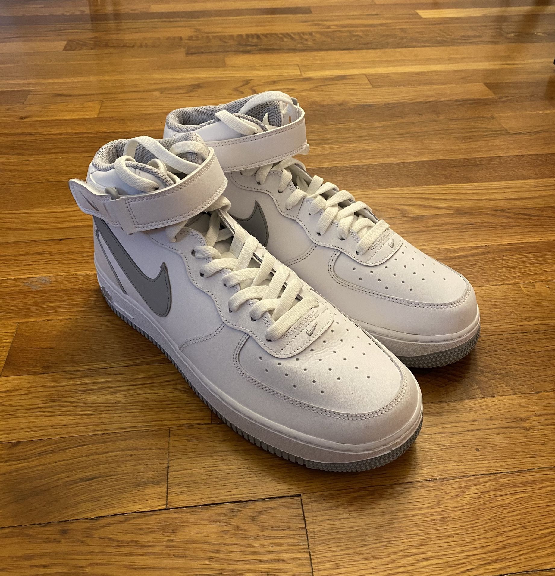 Men Nike Air Force One Mid 07 WHITE WOLF GREY Sneakers Shoes
