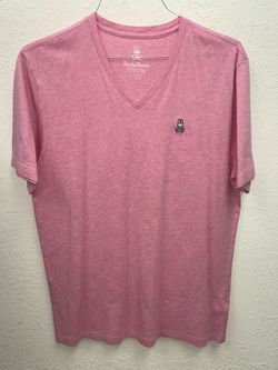 Psycho Bunny Men's Lilac Pink Embroidered Logo V-Neck T-Shirt Size L