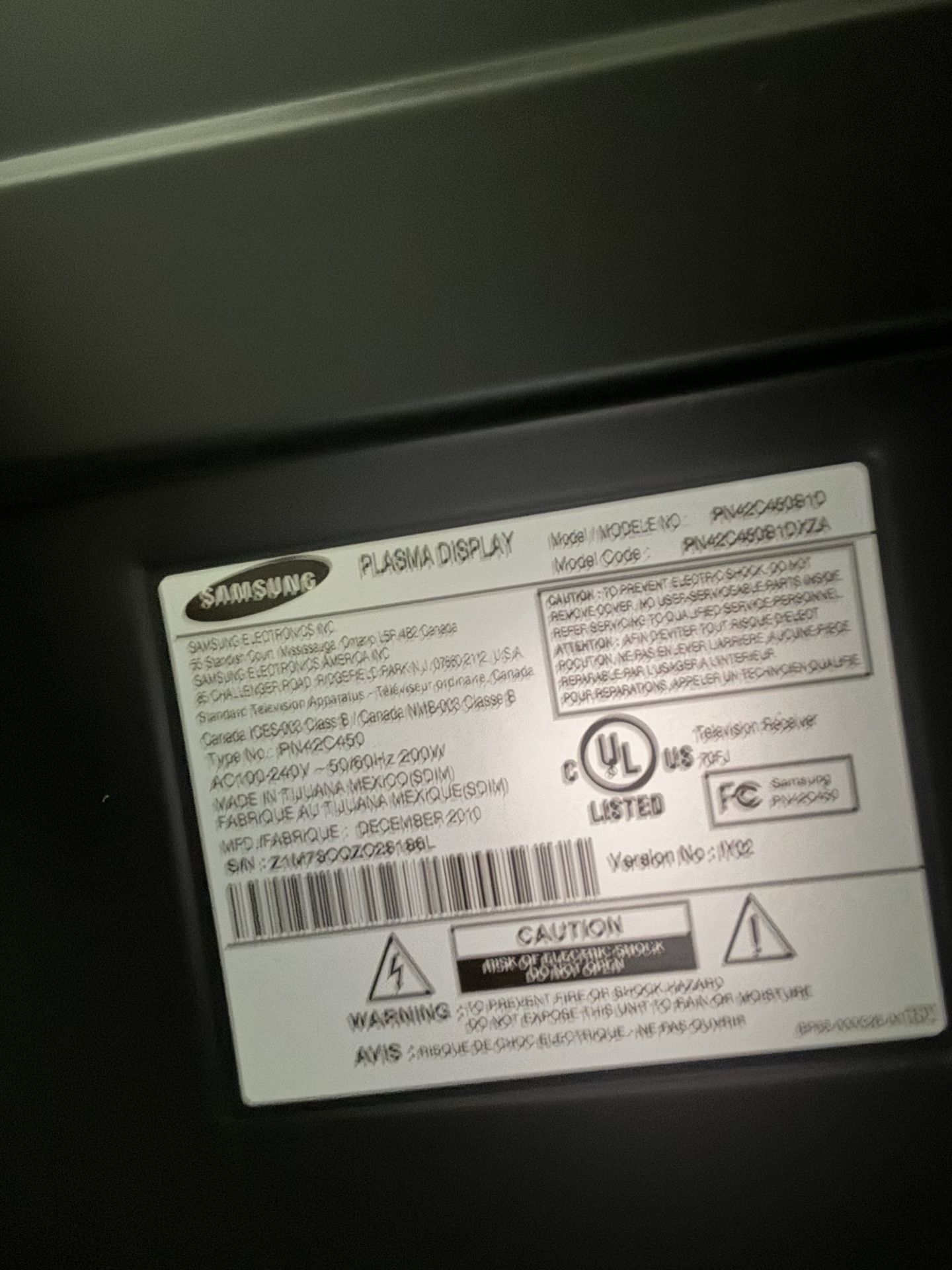 Samsung 42 Inch plasma TV
