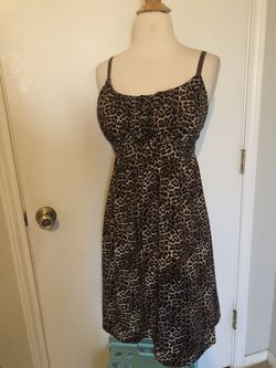 New Leopard Print M Strap Dress Stretch 