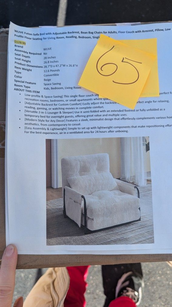 Futon Sofa Bed Couch with Adjustable Backrest, Bean Bag Chairs