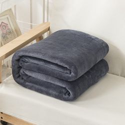 Dark Grey Fleece Throw Blanket For Couch (50"X60")