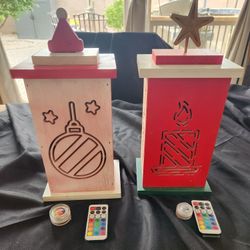 Locally Crafted Solid Wood Rustic Christmas Lanterns With Led Lights- One Of A Kind Gift Or Decor