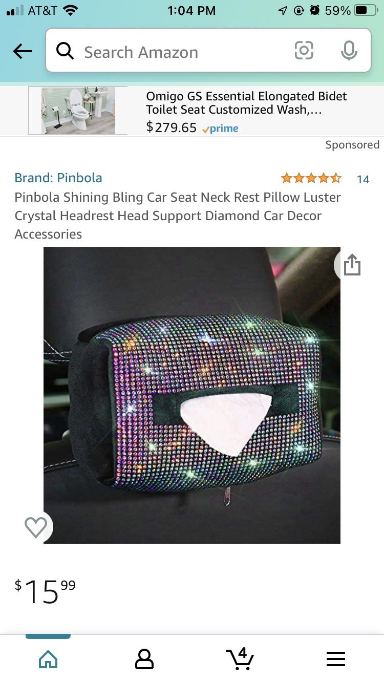 Pinbola Shining Bling Car Seat Neck Rest Pillow Luster Crystal Headrest Head Support Diamond