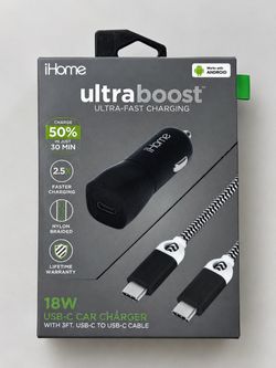iHome Ultraboost 18W USB-C Car Charger
