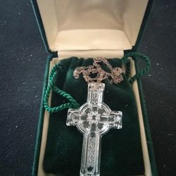 Waterford Crystal Cross Pendants (RARE/RETIRED) w/Sterling Silver Chains