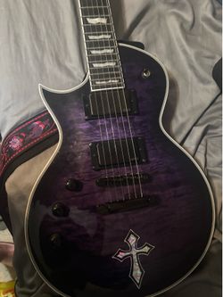 Left handed ESP LTD EC-1000 Electric Guitar - See-thru Purple Sunburst