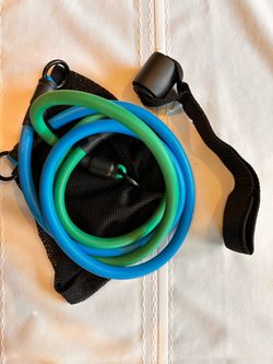 Resistance Bands Set – Blue & Green with Handles and Bag