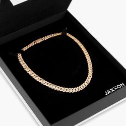 Iced out 14k JAXXON Cuban link with box clasp.  10mm 26” with original box. Never worn. Price is $350 before taxes and shipping, asking $250 or best o
