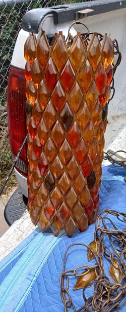 Vintage MCM Lucite Swag Hanging Lamp