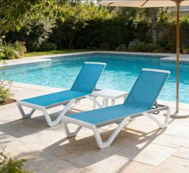 Pool lounge chairs with table
