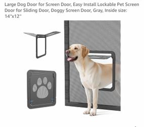 Large dog door for screen