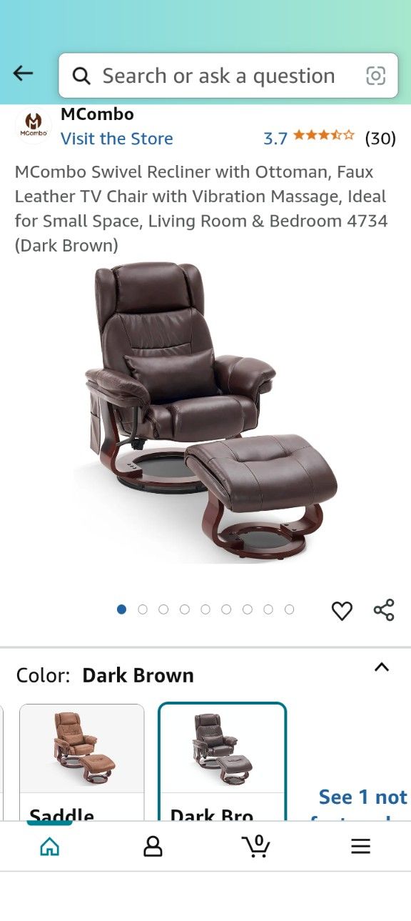 walmart vibrating alarm clock Mcombo Recliner with Ottoman Reclining Chair with Vibration Massage and  Removable Lumbar Pillow, 360 Degree Swivel Wood Base, Faux Leather 9068  (Grey)