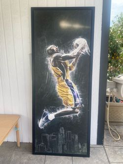 Large Kobe Bryant Lakers Dunk Framed Art – 84x33 in