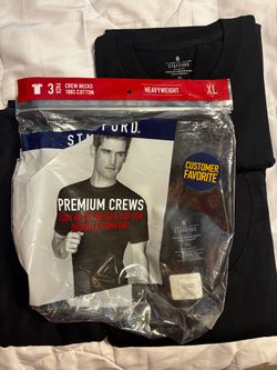 “New” Stafford Premium Heavyweight Cotton Crew Necks 3-Pack - Men's XL Black