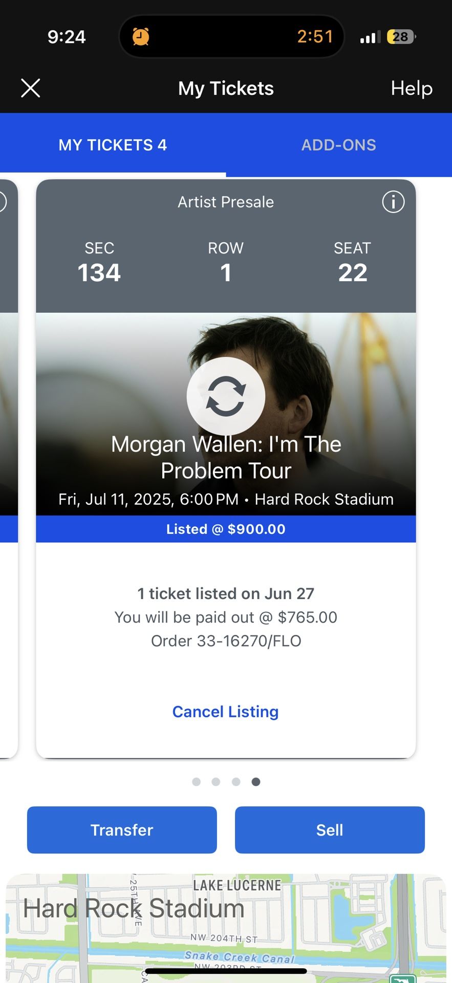 Morgan Wallen Tickets Section 134 Seat 21 And 22