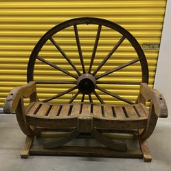 Vintage Wagon Wheel Bench / Lounger