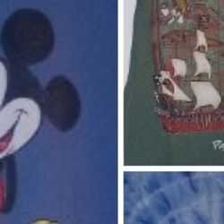 Disney 2 Mickey Mouse 1 Pirates Tshirts Kids Sz XS Sm