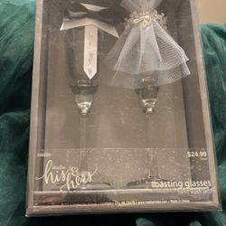 Bride &Groom Toasting Glasses