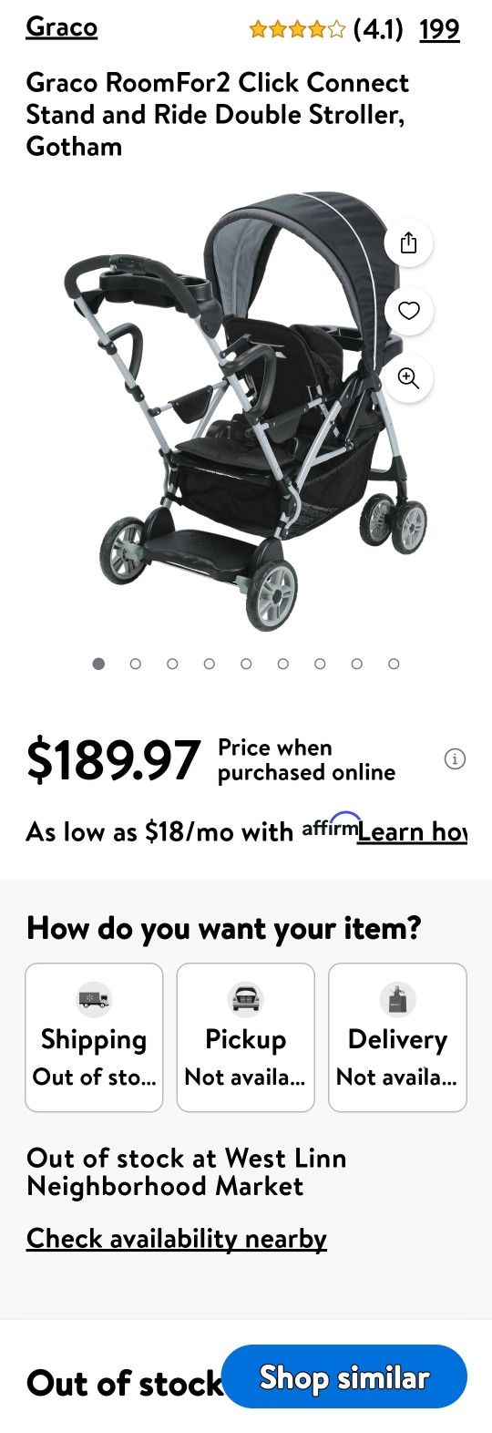 Graco Roomfor2 Click Connect Stand And Ride Double Stroller
