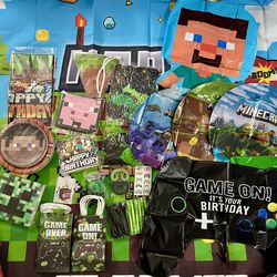 Minecraft birthday party decorations.