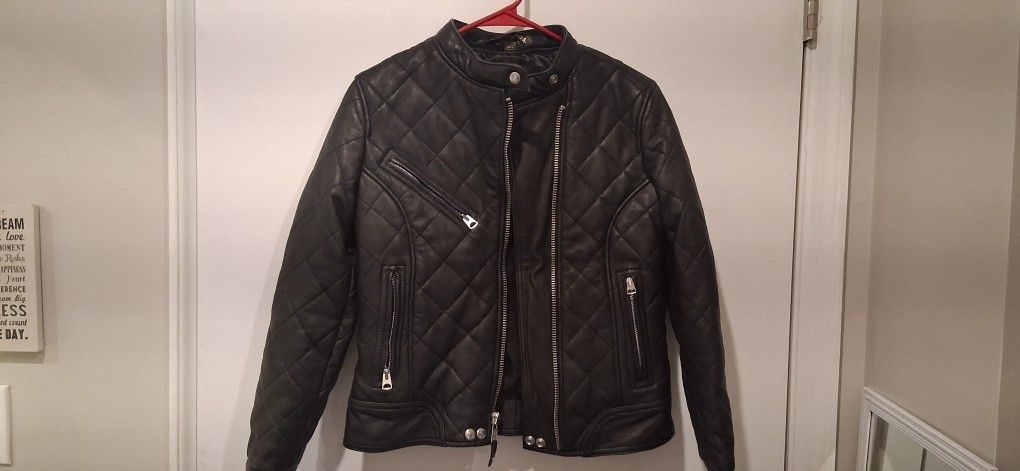 Schott Bros NYC Womens Black Genuine Leather Jacket Size Smsll